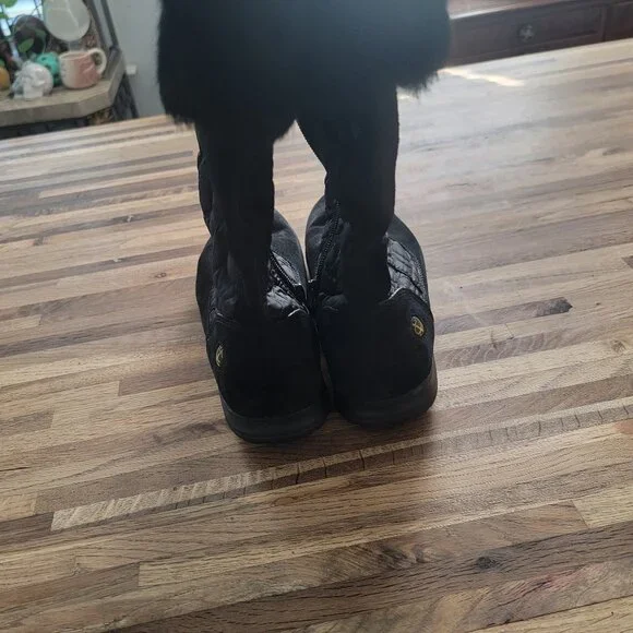 Coach Talen Womens Black Leather Quilted Winter Boots Zip Up Faux Fur Q244 - Picture 11 of 14